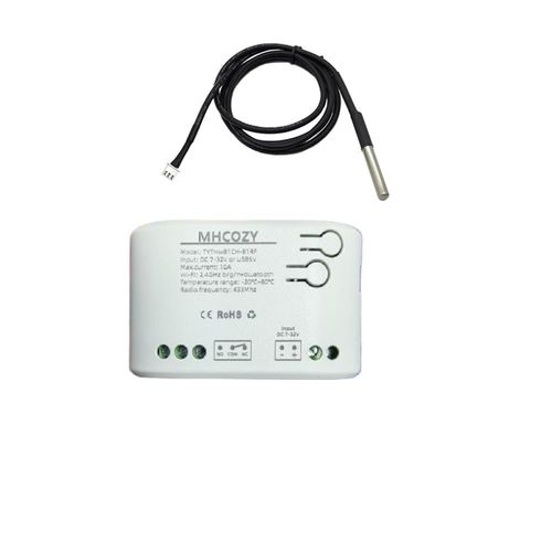 MHCOZY Tuya app 1 Channel WiFi Temperature Sensor Relay Switch,Dry Contac Compatible with Alexa Google Home