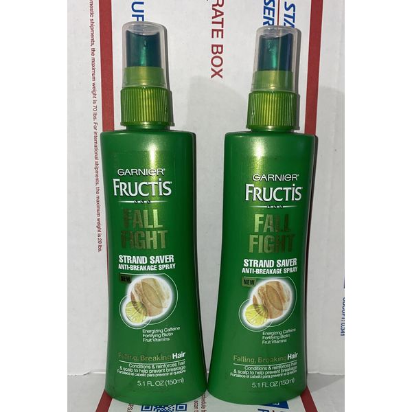 Lot of 2- Garnier Fructis Fall Fight Strand Saver Anti Breakage Spray. 5.1 Fl Oz