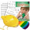 Plastic OCARINA Set, Yellow 4-hole, with Book 1 and OcSock