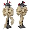TWO - 10” WIDE BURLAP GOLD TRIM BOWS-FOR DECORATION-EAS