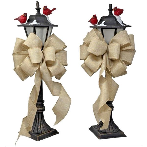 TWO - 10” WIDE BURLAP GOLD TRIM BOWS-FOR DECORATION-EAS