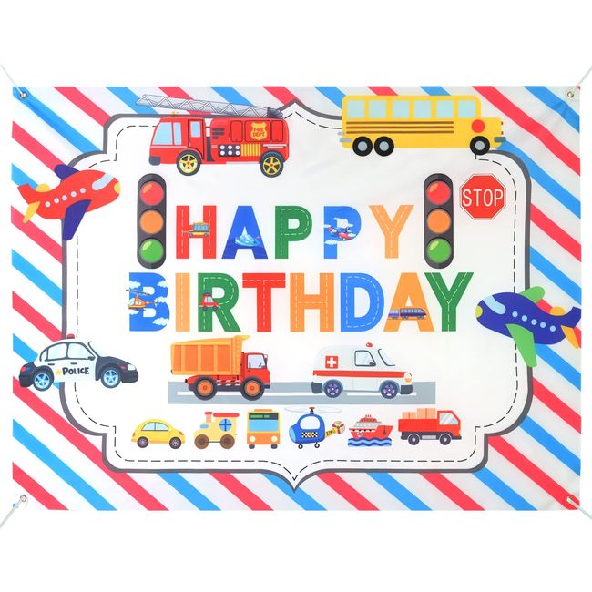 WEALLIN Birthday Tapestry, Birthday Tapestry, Birthday Decoration, Boys, Working Car, Birthday, Photo Poster, Vehicle, Birthday, Decoration, Simple, Birthday Decoration, Wall Hanging, Happy Birthday,