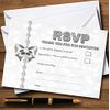 White Bokeh & Silver Glitter Look Personalised RSVP Cards