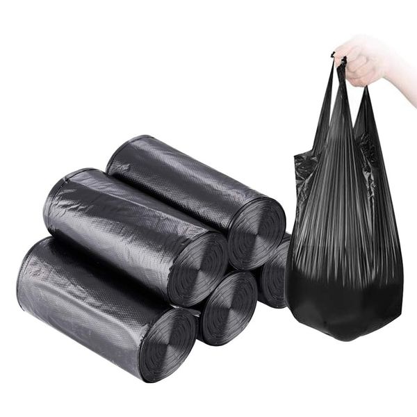 Wyhgry Food Garbage Bags 100 Pcs(5 Rolls) Environmental Protection Garbage Bags for Living Room, Bathroom, Kitchen, Office Bedroom Trash Can Small Garbage Bags Black Disposable Garbage Bags with