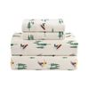 Mainstays 3-Piece Flannel Sheet Set, Ski pine trees, Twin Size NWT