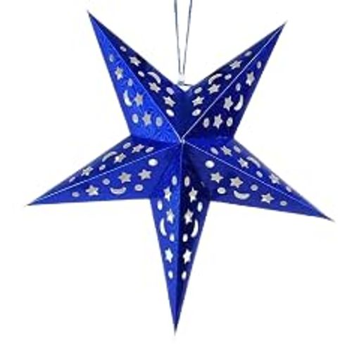 TRTO 1Pcs 30cm Blue Color Xmas String Hanging Star Party Decoration Paper Christmas Tree Home Door Ornament Easy To Use and Useful for Decoration