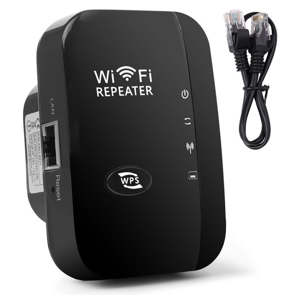 Wifi Extender Booster,WiFi Booster Range Extender Up to 5000sq.ft and 40 Devices,Internet Signal Booster Amplifier Supports RP/AP Mode,2.4G Network with Integrated Antennas LAN Port,1-Key Setup