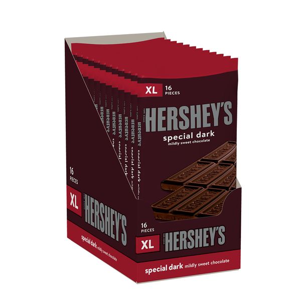 HERSHEY'S SPECIAL DARK Mildly Sweet Dark Chocolate XL, Candy Bulk Pack, 4.25 oz (12 Count)