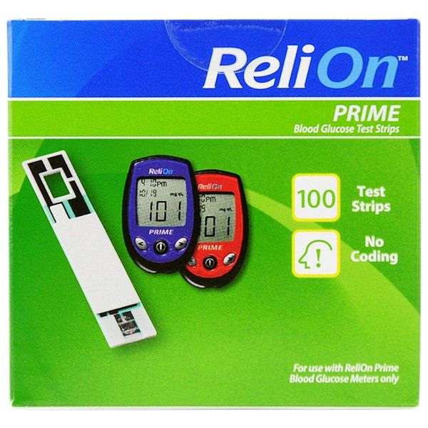 ReliOn Prime Blood Glucose Test Strips, 100 Count, Single Pack (2)