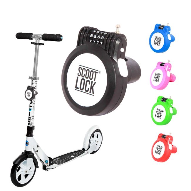 SCOOT LOCK® Portable Combination Scooter Lock New Reinforced Scooter Lock Steel Wire Chain Cable Micro Trunki Birdie Ozbozz EVO for Kids Children and Adults (Black)