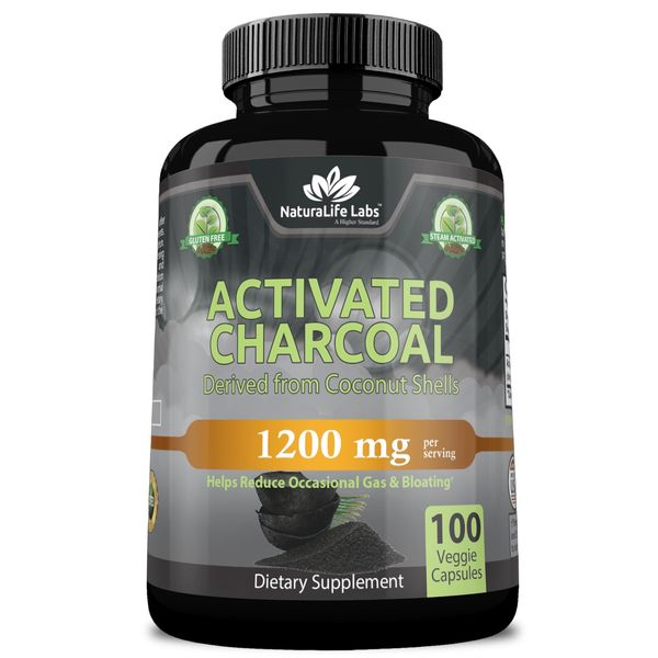 Activated Charcoal Capsules - 1,200 Mg Highly Absorbent Helps Alleviat