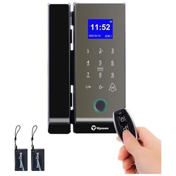 Smart Glass Door Lock 5 in 1 Keyless Electronic Fingerprint Glass Office Door