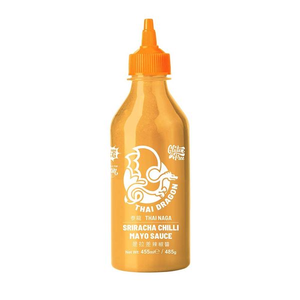 Thai Dragon Sriracha Mayonnaise 455ml. Sriracha Mayonnaise Sauce from Thai Dragon to add Flavour to Your Fish Tacos, Burgers, Sandwiches.