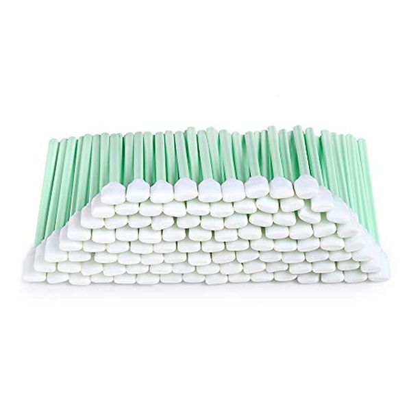 100 Pieces Cleaning Sponge Long Sterile for Inkjet Print Head Cleaner, Camera, Lens Cleaning, Optical Equipment, Green