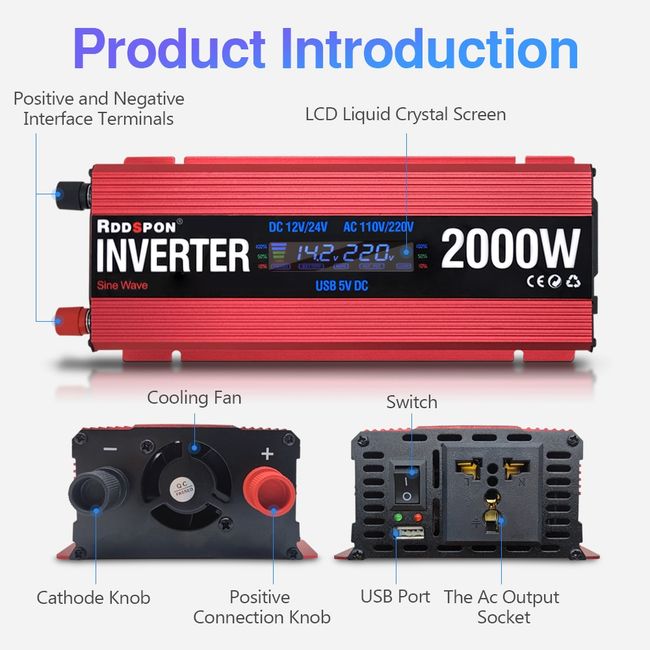 12v 600w Inverter, 12v to 110v/220v Power Inverter