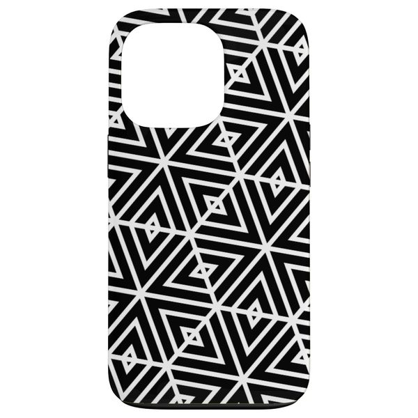 iPhone 13 Pro White Black Hexagon Honeycomb Triangles Geometrical Pattern Smartphone Case
