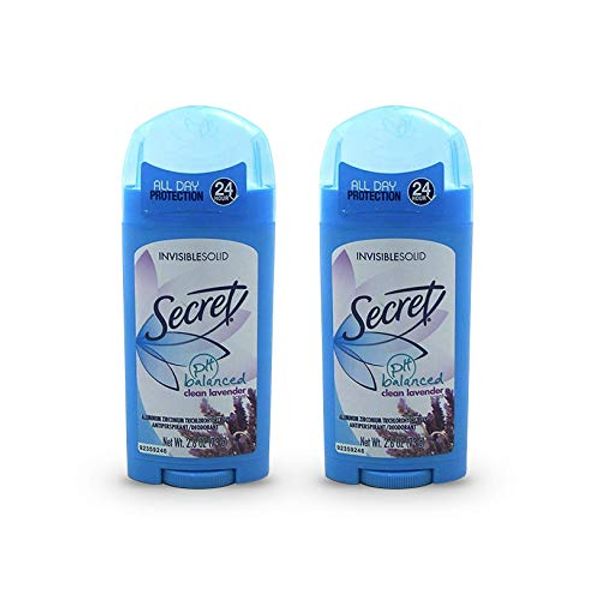 Secret Invisible Solid Antiperspirant & Deodorant Clean Lavender Scent 2.6 Oz (Pack of 2)