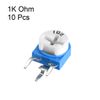 sourcing map Trimmer Potentiometer 1K Ohm Adjustment Horizontal Variable Resistors 10Pcs