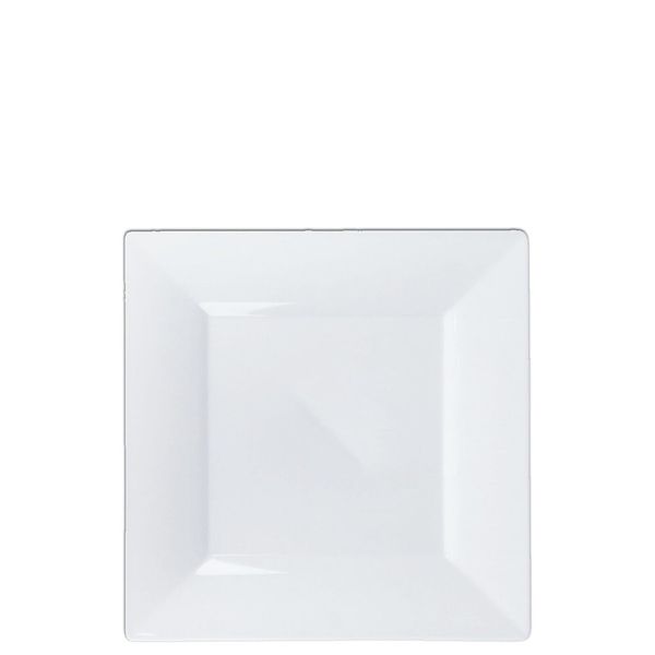 6.5" Disposable Fancy Square White Plastic Salad/Dessert Plates Splendid 100pcs