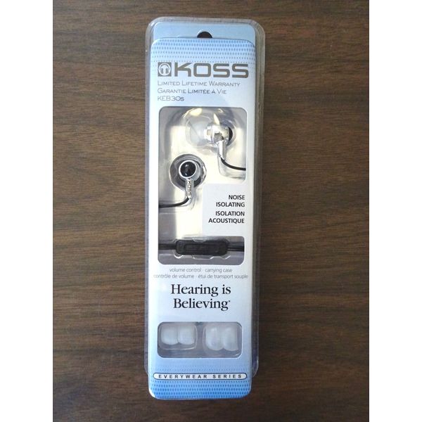 New KOSS Noise Isolating Headphones -  KEB30s - Black/Silver