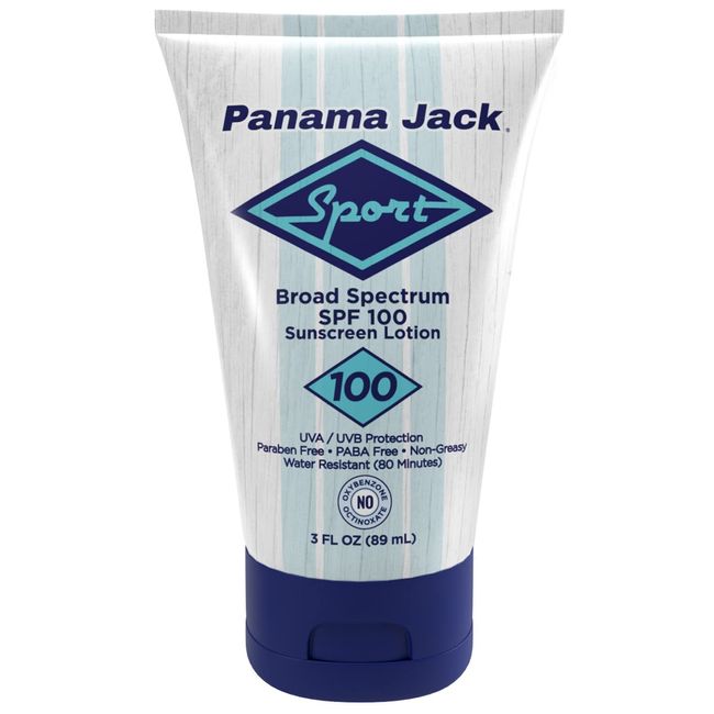 Panama Jack Sport Sunscreen Lotion - SPF 100, Broad Spectrum UVA/UVB Protection, Non-Greasy, PABA, Paraben, Gluten & Cruelty Free, 3 FL OZ (Pack of 1)