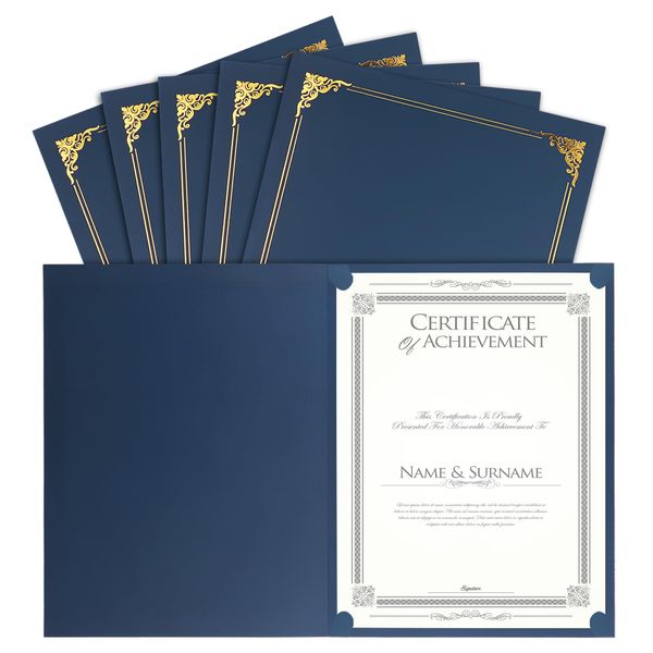 Certificate Holders,25 Packs Navy Blue Diploma Holders, Certificate Covers with Gold Foil Border for Letter Size 8.5 x 11 Certificate Paper, Cardstock, Award, Graduation, Documents