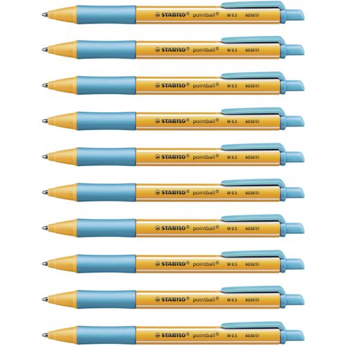 Eco-Friendly Ballpoint Pen - STABILO pointball - Pack of 10 - Turquoise