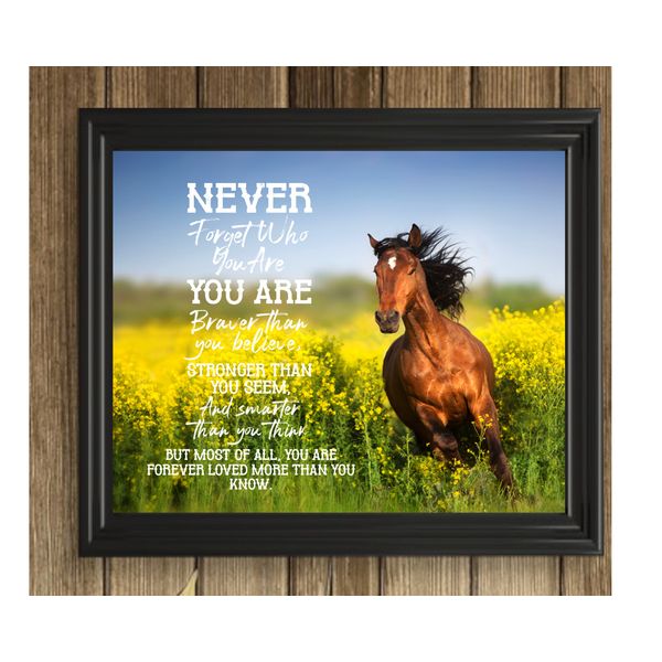 Never Forget Who You Are Suicide Awareness Horse Semi Colon UNFRAMED Art Print