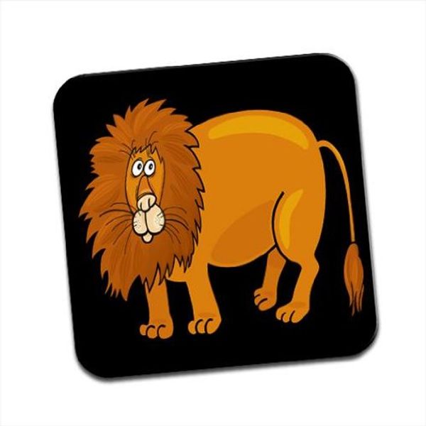 Big Eyed Chubby Lion With Huge Mane Single Coaster