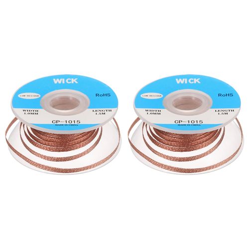 MECCANIXITY Solder Wick Braid No-Clean Desoldering Wick Braid 0.04 Inch Width 5 Feet Length for Remove the Solder Electrical Components 2 Pack