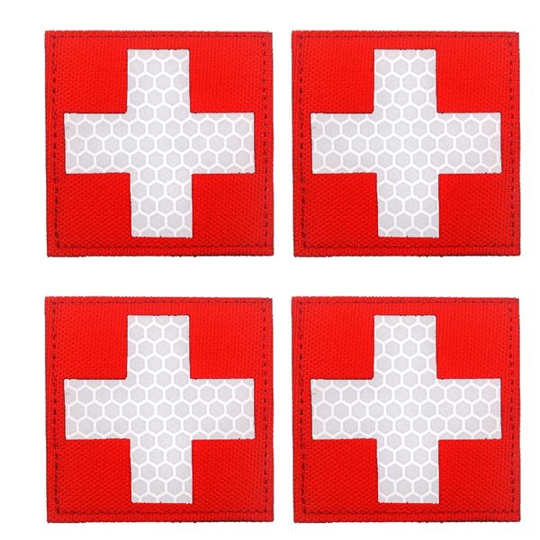 S.fields.inc Cross Patch Medic Velcro Airsoft Fluorescent Reflective Medic Patch (Red)