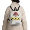 Jurassic Park Dinosaur Movie Logo Caution Tape Grey Mini Backpack