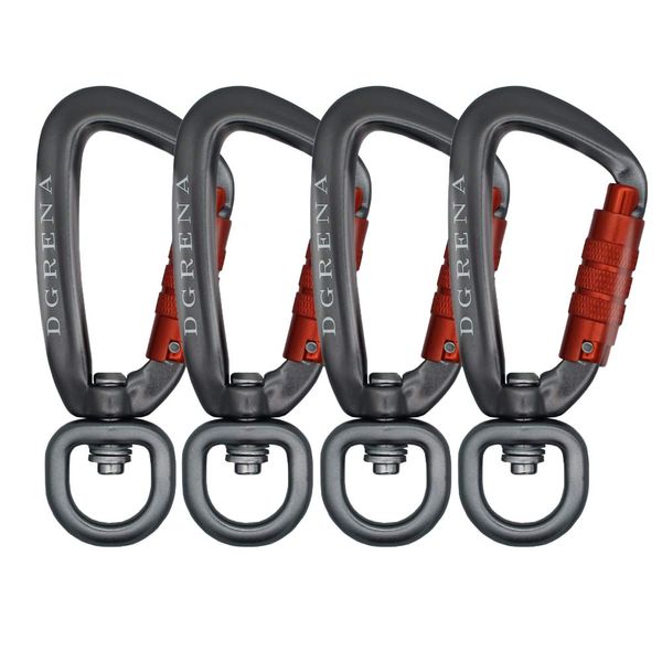 DGRENA Carabiner, Keychain, Spring Buckle，Made of high Hardness Aluminum which is Suitable for hammocks, Home Tools, Camping, Hiking, utilities, and etc. (Gray/4 Packs in one)