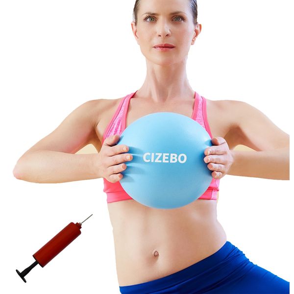 CIZEBO 8 inch Exercise Ball, Easy to Inflate Pilates Ball Core Ball Physical Therapy Ball with Needle Pump, Small Yoga Barre Ball for Home & Class Workout Fitness PT, Blue