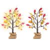 2PACK 24" Artificial 24 LED Lighted Maple Tree Fall Decorations Timer Function