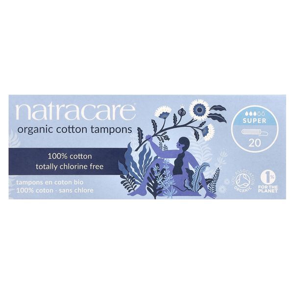 Organic Cotton Tampons, Super, 20 Tampons