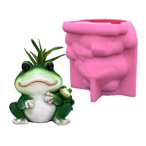 Grainrain Frog Silicone Mold for Concrete Flower Pots Creative Jewelry Pen Holder Container Mold for Resin Casting Plaster Clay Homemade Succulent Plant Pot Craft Home Decor (C172)