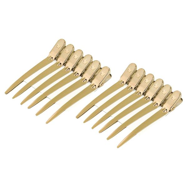 Haarspange Combi Clip Curl Clips Haarclips 12 Stück 9 cm, Hair Clips Combi Haar Klammer Abteilklammern Friseur Haarclips Entebill Haarspangen Styling Salon Werkzeug(Gold)