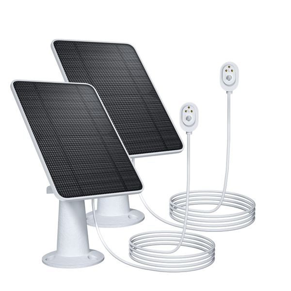 Solarpanel kompatibel mit Pro 4, Pro 3, Ultra, Ultra 2 & Floodlight Überwachungskamera Draussen, 5V4W Solarpanels Laden IP65 wetterfest mit 3m Magnet Ladekabel, verstellbare Halterung, 2 Pack