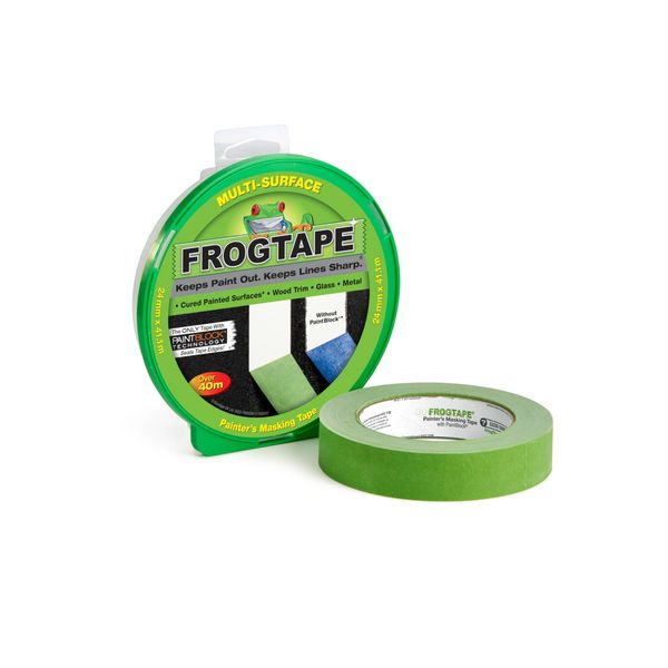 Frog Tape Green Multi Surface Painters Masking Tape 24mm x 41.1m Hanging Pack. Indoor painting and decorating for sharp lines and no paint bleed