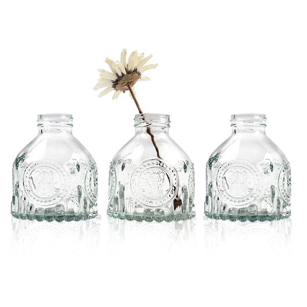 3 Pack Glass Bud Vase for Flowers Small Glass Vase for Table Decoration Home Party Decoration Transparent