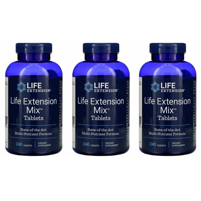 Life Extension Mix Tablets 3X240Tabs Multivitamin Vitamin E/Amino Acid/Luteolin