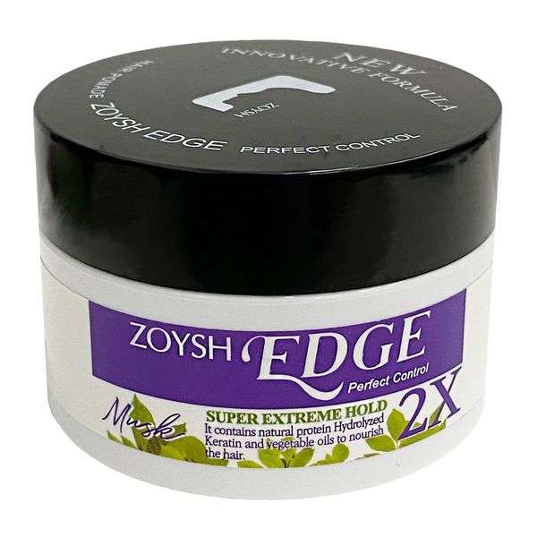 Zoysh Edge Perfect Control Super Extreme Hold 2X | Water-Based Pomade | For All Hair Types, 48Hrs Lasting, Non-Flaking, Allergy Free Fragrance (Musk Clear, Net Wt. 1.05 Oz)