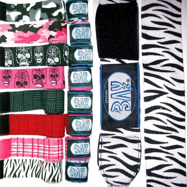 BAY® Zebra Boxing Hand Wraps Black/White