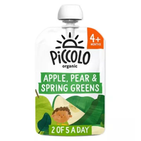 Piccolo Organic Pear, Apple & Spring Greens with hint of mint 100g From 4 Months+