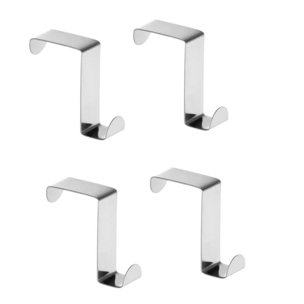 Over The Door Hook for Bathroom Stainless Steel Versatile Coat Hooks Over Doors Hangers Reversible Cupboard and Drawer Hooks Kitchen Bedroom Office Pack of 4.