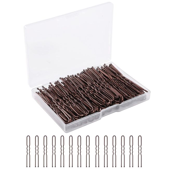 BEoffer U Shaped Hair Pins, 200 Count of Buns Waved Hair Pins for Women Girls with Box for Updos French Twists, Bobby Pins Hairgrip Hair Grip Hairclip Bulk Hair Accessories (Brown, 2.4 Inch)