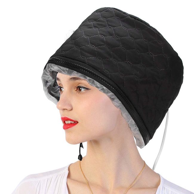 Electric Hair Cap Thermal Cap, Hair Steamer Cap for Deep Nourishing Conditioning Hair Thermal Treatment Spa Hair Care Cap Adjustable Temperature for Home Use,Black