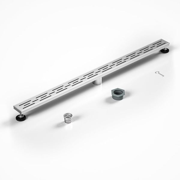 Linear Shower Drain 48" Brushed 304 Stainless Steel with Drain Grate
