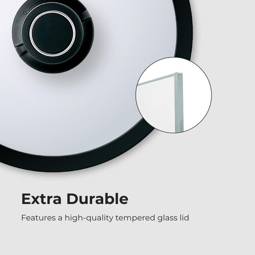Frieling Black Cube Hybrid Stainless/Nonstick Cookware Tempered Glass Lid - 12.5-Inch Silver Wok or Pot Cover